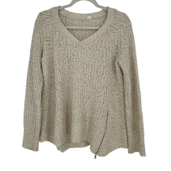 Anthropologie Sweaters - Anthropologie Moth Womens M Boucle Knit Oversized Sweater Cream Wool Boho